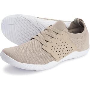 Whitin Mens Size 10 Tan Mesh Lace Up Wide Toe Box Zero Drop Athletic Shoes